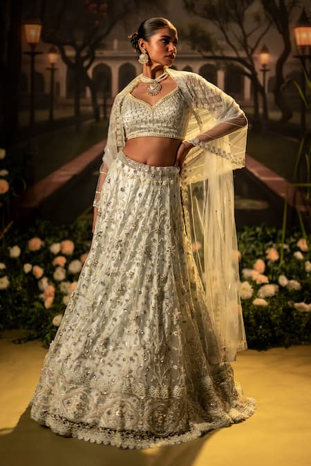 Bandhani Floral Jaal Embroidered Lehenga Set 