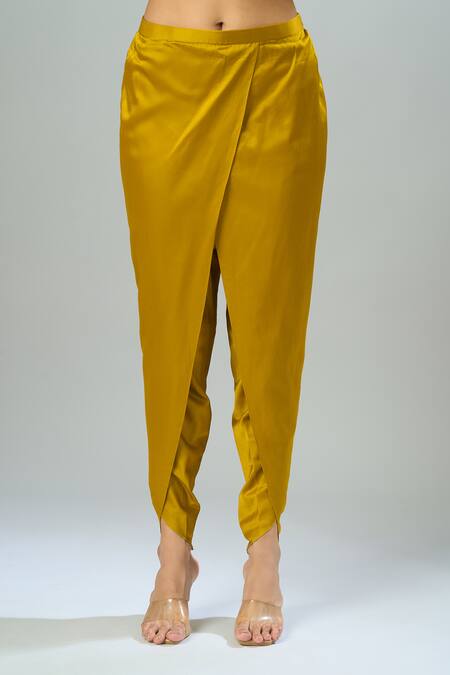 Shop Prisho Yellow Chiffon Embroidery Round Neck Mustard Resham Kurta Set Online at Aza Fashions Shop_Prisho_Yellow Chiffon Embroidery Round Neck Mustard Resham Kurta Set _Online_at_Aza_Fashions