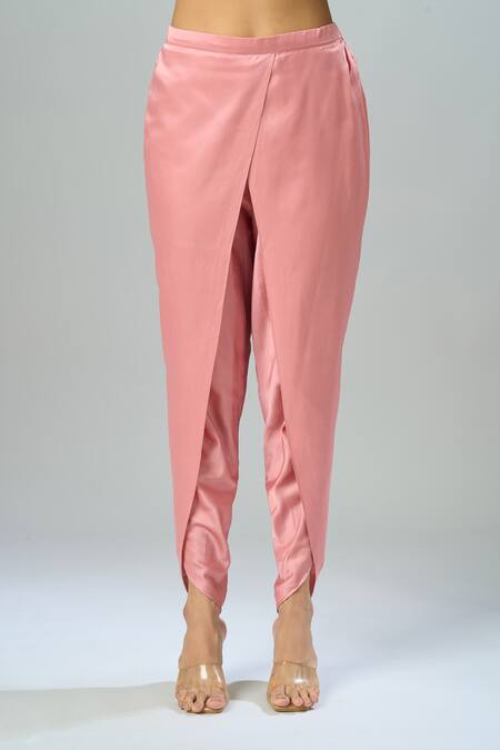 Prisho Pink Chiffon Embroidery Round Neck Kurta Dhoti Pant Set Online at Aza Fashions Prisho_Pink Chiffon Embroidery Round Neck Kurta Dhoti Pant Set _Online_at_Aza_Fashions