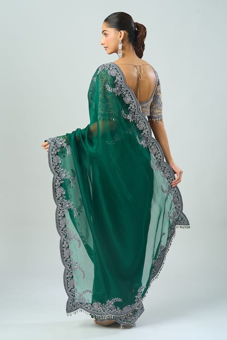 Prisho Embroidered Floral Vine Saree & Blouse 