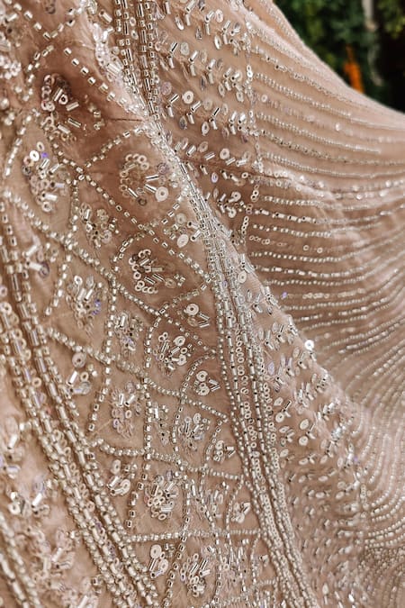 Amaltas Couture_Pink Organza Sequins, Cut Work, Beads Cutdana And Embroidered Lehenga Set _at_Aza_Fashions