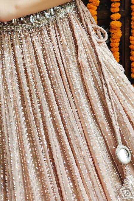 Buy_Amaltas Couture_Pink Organza Sequins, Cut Work, Beads Cutdana And Embroidered Lehenga Set 