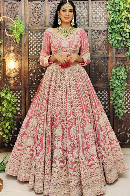 Amaltas Couture Pink Net Beads, Cut Work, Sequins, Embroidery Asymmetric Flamingo Lehenga Set Online at Aza Fashions Amaltas Couture_Pink Net Beads, Cut Work, Sequins, Embroidery Asymmetric Flamingo Lehenga Set _Online_at_Aza_Fashions