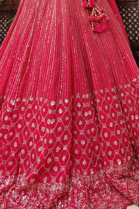 Shop Amaltas Couture Pink Organza Cut Work, Sequins Scoop Neck Embroidered Bridal Lehenga Set Online at Aza Fashions Shop_Amaltas Couture_Pink Organza Cut Work, Sequins Scoop Neck Embroidered Bridal Lehenga Set _Online_at_Aza_Fashions