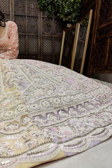 Amaltas Couture Multi Color Net Beads, Cut Work Round Neck Multicolor Embroidered Lehenga Set Online at Aza Fashions Amaltas Couture_Multi Color Net Beads, Cut Work Round Neck Multicolor Embroidered Lehenga Set _Online_at_Aza_Fashions