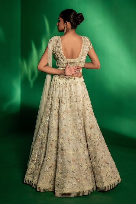 Bandhani Floral Sequin Embroidered Lehenga Set 