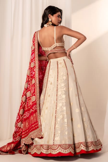 Bandhani Floral Gota Embroidered Lehenga Set 