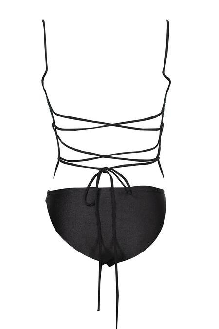 Karn Malhotra Black Lycra, Polyester Sequins Square Neck Leopard Bodysuit Online at Aza Fashions Karn Malhotra_Black Lycra, Polyester Sequins Square Neck Leopard Bodysuit _Online_at_Aza_Fashions