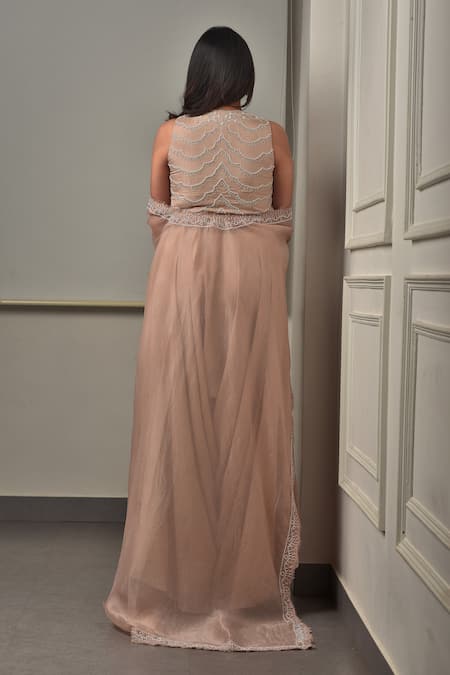 Sunita Bhandari Bead Embroidered Cape & Flared Pant Set 