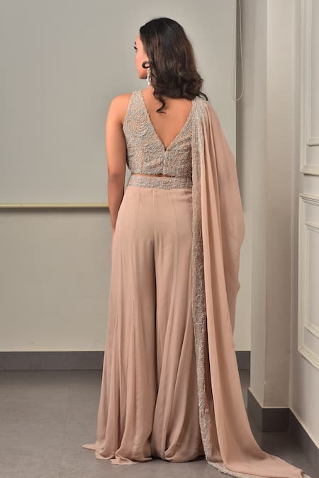 Sunita Bhandari Floral Embroidered Blouse Sharara Set 