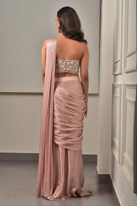 Sunita Bhandari Baby Pink Pre-Draped Saree & Embroidered Corset 