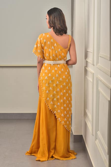 Sunita Bhandari Floral Embroidered Cape Sharara Set 