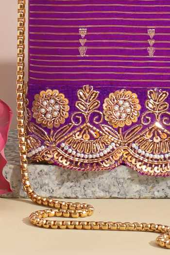 Amyra_Purple Lace Embroidered Box Clutch_Online_at_Aza_Fashions