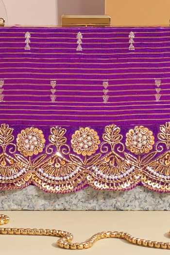 Buy_Amyra_Purple Lace Embroidered Box Clutch
