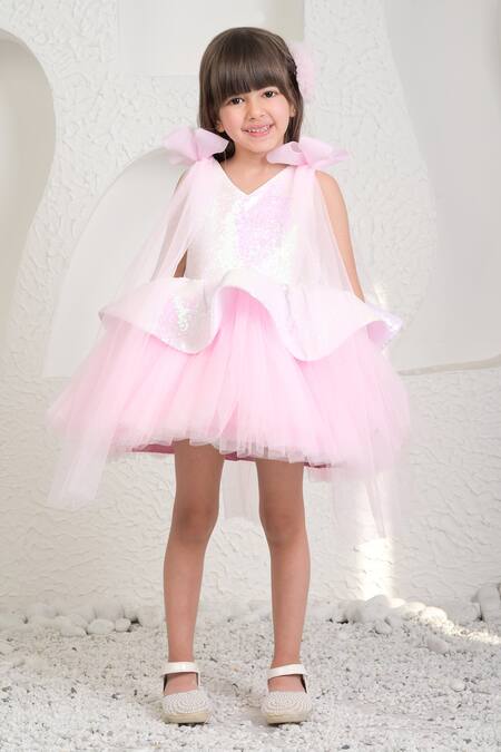 Shop_Miakki_Pink Net, Satin Sequins Embroidered Bubblegum Dress _Online_at_Aza_Fashions