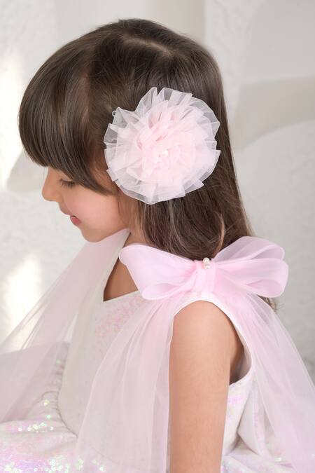 Miakki_Pink Net, Satin Sequins Embroidered Bubblegum Dress _at_Aza_Fashions