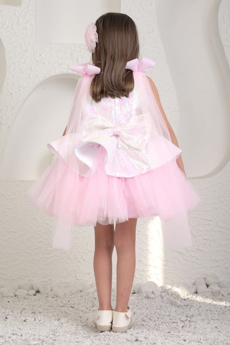 Miakki Embroidered Sequin Bubblegum Dress 