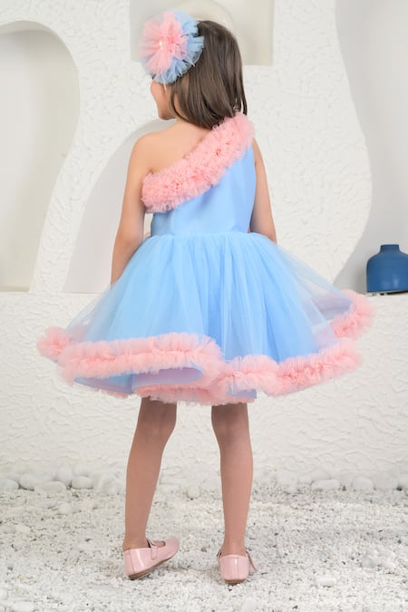 Miakki One-Shoulder 3D Flower Dress 