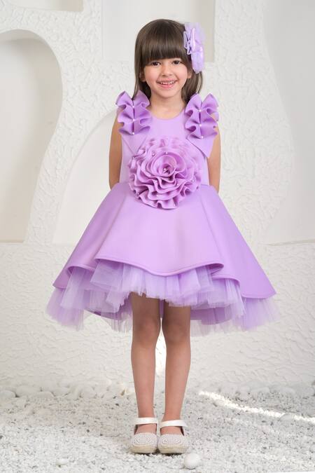 Buy_Miakki_Purple Net, Satin Fabric Flowers, Pearls 3d Embellished Layered Dress _Online_at_Aza_Fashions