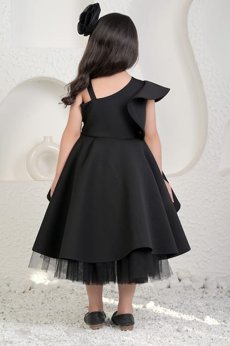 Miakki 3D Flower Asymmetric One-Shoulder Dress 