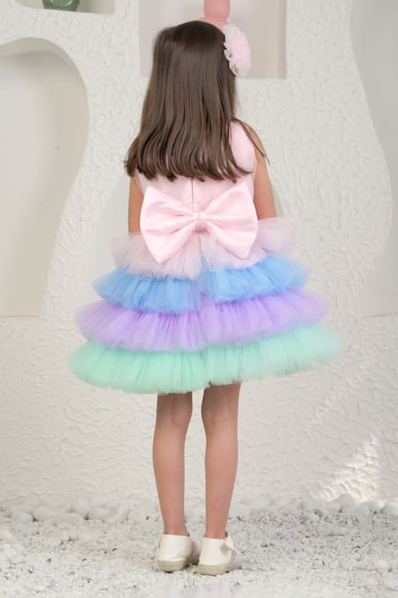 Miakki Multi Color Frill Tiered Dress 
