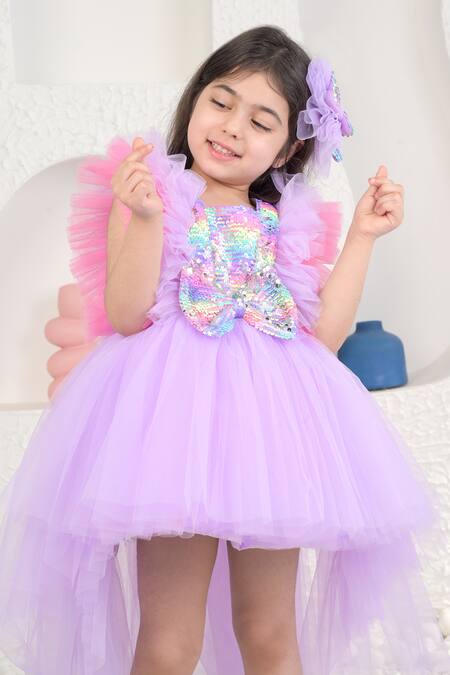 Shop_Miakki_Purple Net, Satin, Linen Sequins, Pearls High Low Frilled Dress _Online_at_Aza_Fashions