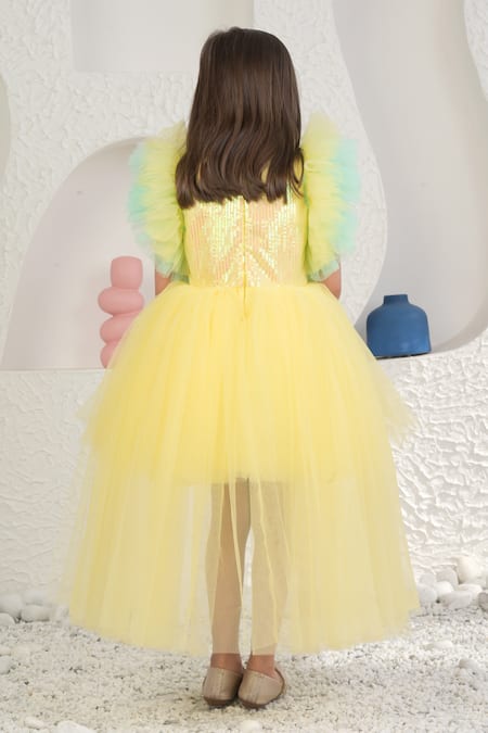 Miakki High Low Sequin Embellished Frilled Dress 