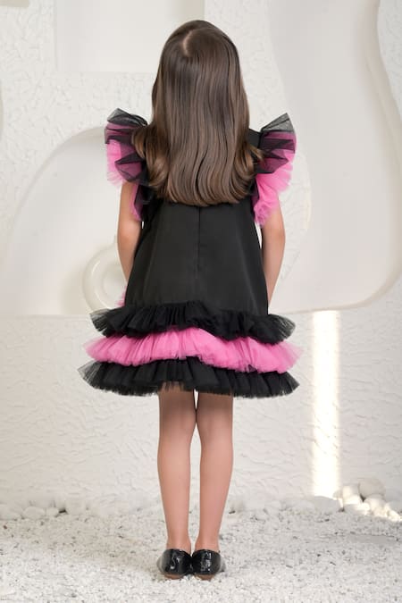 Miakki Frilled Applique Embroidered Dress 