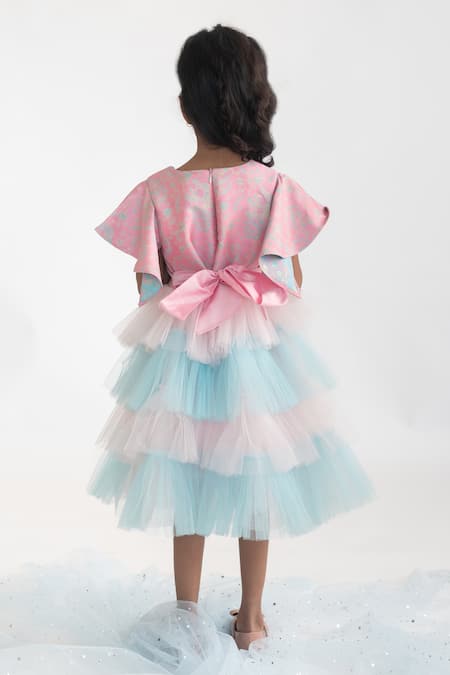 A Little Fable Floral Butterfly Applique Dress 