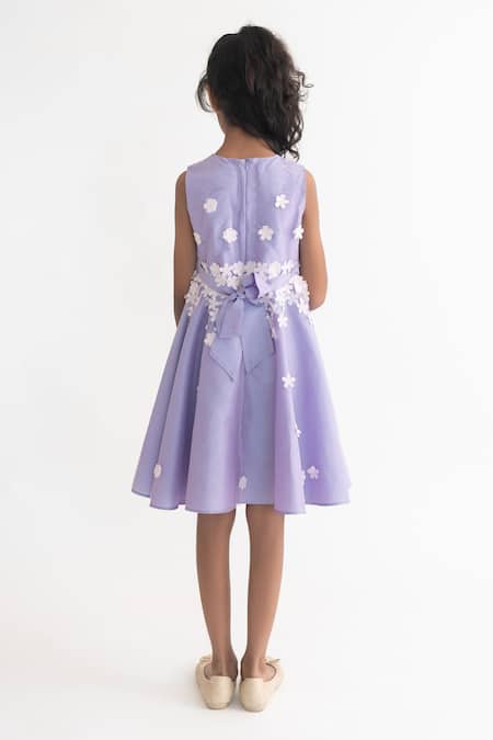 A Little Fable Lavender 3D Floral Applique Dress 