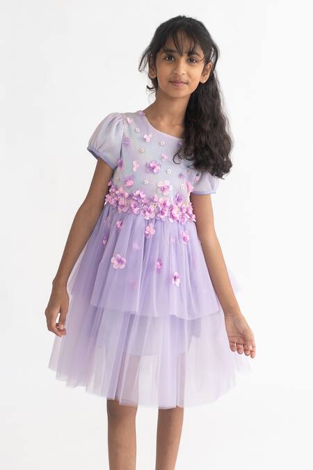 Buy A Little Fable Purple Polyester Fabric Flowers Lavender 3d Floral Applique Layered Dress Online at Aza Fashions Buy_A Little Fable_Purple Polyester Fabric Flowers Lavender 3d Floral Applique Layered Dress _Online_at_Aza_Fashions