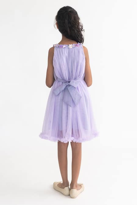 A Little Fable Lavender 3D Floral Applique Dress 