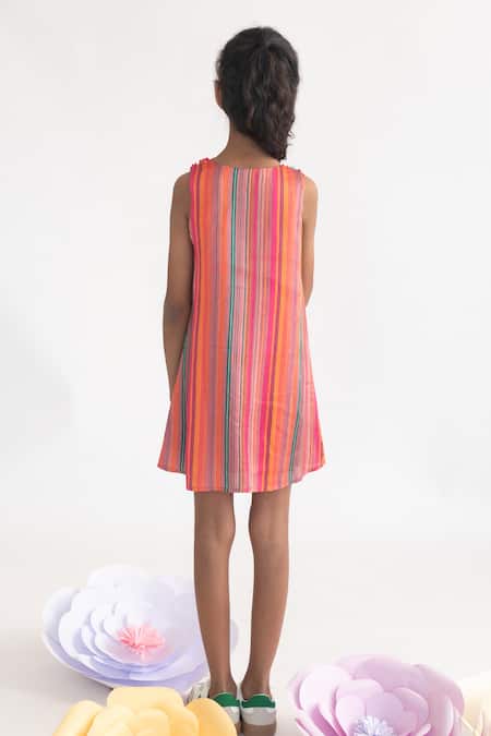 A Little Fable Multicolor 3D Petal Pop Embroidered Dress 