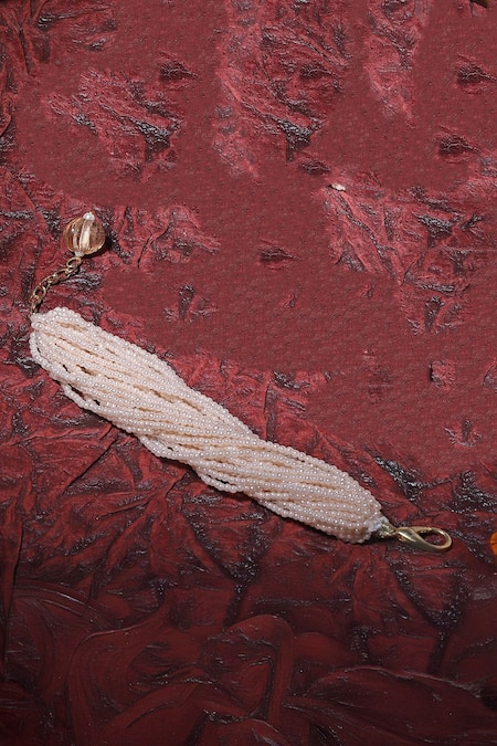 Shop Dugran By Dugristyle Gold Plated Pearls, Beads Multi-chain Bracelet at Aza Fashions Shop_Dugran By Dugristyle_Gold Plated Pearls, Beads Multi-chain Bracelet _at_Aza_Fashions