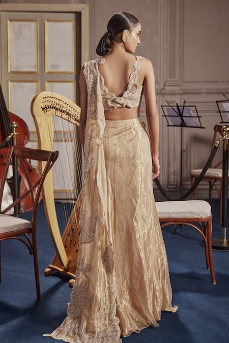 Ridhima Bhasin Draped Cutwork Embellished Lehenga Saree 