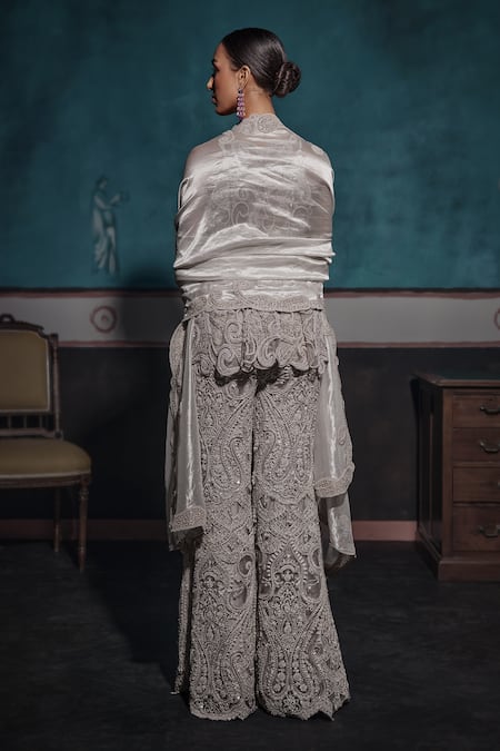 Ridhima Bhasin Cutwork Sequin Peplum Kurta Set 