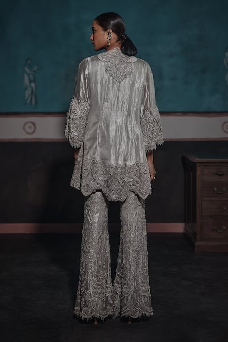 Ridhima Bhasin Paisley Cutwork Jacket & Flared Pant Set 