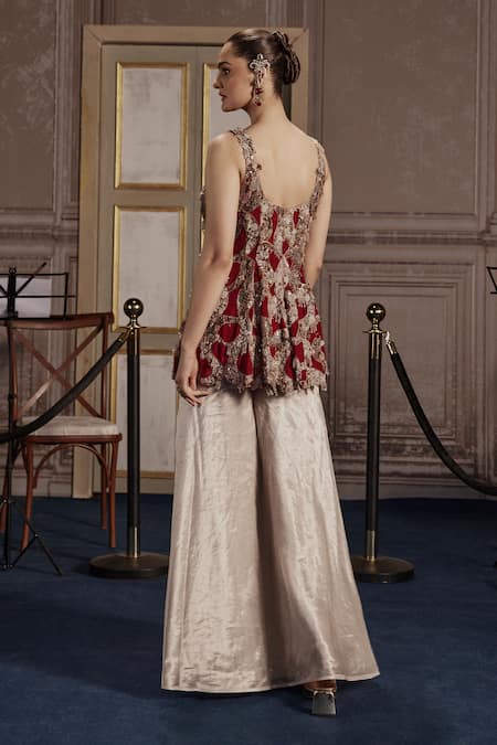 Ridhima Bhasin Abstract Cutwork Peplum Kurta & Palazzo Set 