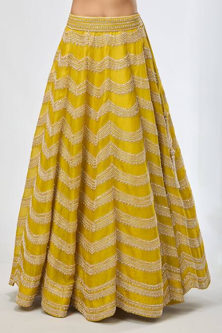 Buy Azeera Yellow Sequins, Beads Scale Pattern Embroidered Lehenga Set Buy_Azeera_Yellow Sequins, Beads Scale Pattern Embroidered Lehenga Set
