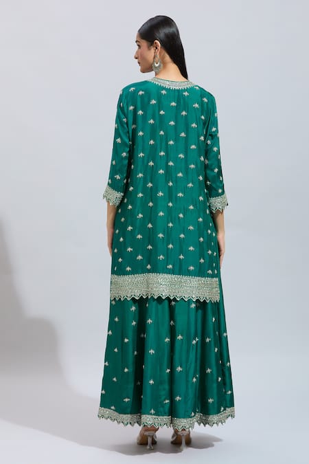 Anushree Reddy Zardozi Embroidered Kurta & Palazzo Set 