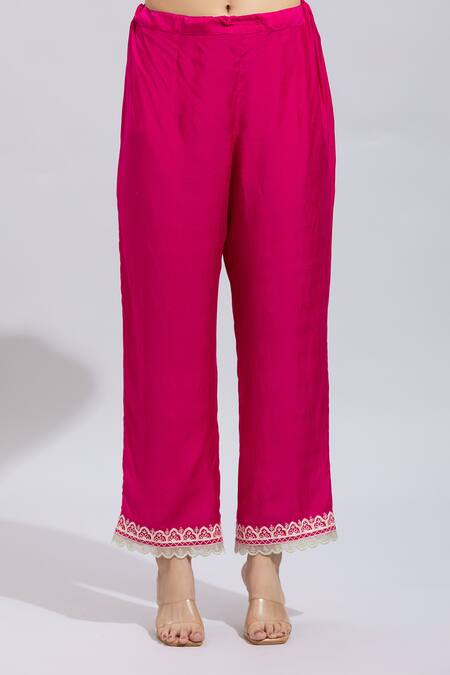 Anushree Reddy Pink Embroidery Round Neck Hot Aari Kurta Set Online at Aza Fashions Anushree Reddy_Pink Embroidery Round Neck Hot Aari Kurta Set _Online_at_Aza_Fashions