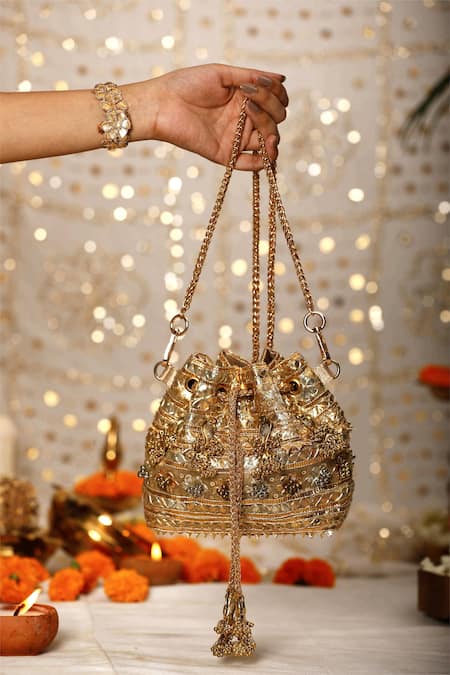 5elements Gold Gota Embellished Potli 