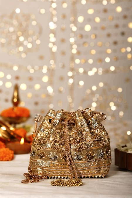 5elements Gold Gota Embellished Potli 