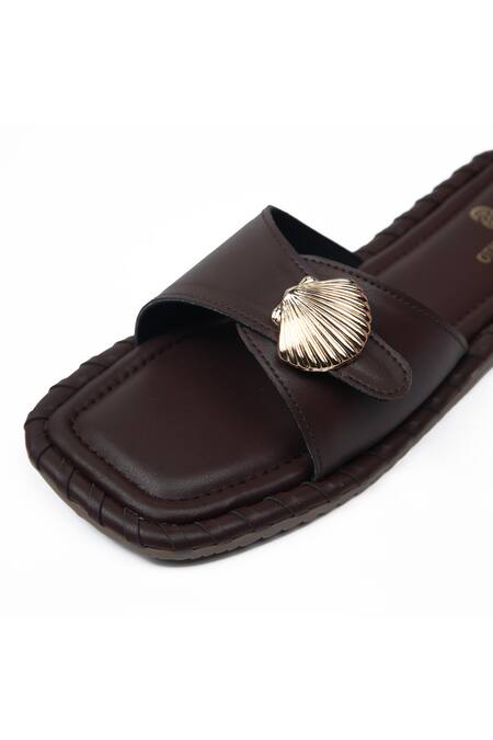 Buy SCHON ZAPATO Brown Brooches Shell Flats Online at Aza Fashions Buy_SCHON ZAPATO_Brown Brooches Shell Flats _Online_at_Aza_Fashions
