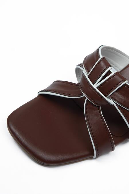 Buy SCHON ZAPATO Brown Embroidery Twister Heels With Knot Detail Online at Aza Fashions Buy_SCHON ZAPATO_Brown Embroidery Twister Heels With Knot Detail _Online_at_Aza_Fashions