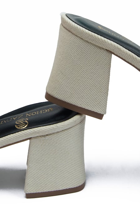 Shop_SCHON ZAPATO_Cream Bows Leather Heels_Online_at_Aza_Fashions