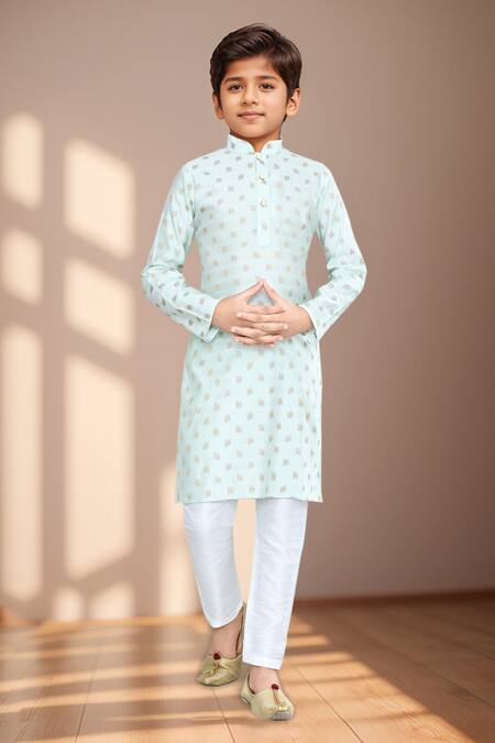 Buy Petite Pomme Green Brocade, Silk Embroidery Leaf Motif Woven Kurta And Pant Set Online at Aza Fashions Buy_Petite Pomme_Green Brocade, Silk Embroidery Leaf Motif Woven Kurta And Pant Set_Online_at_Aza_Fashions