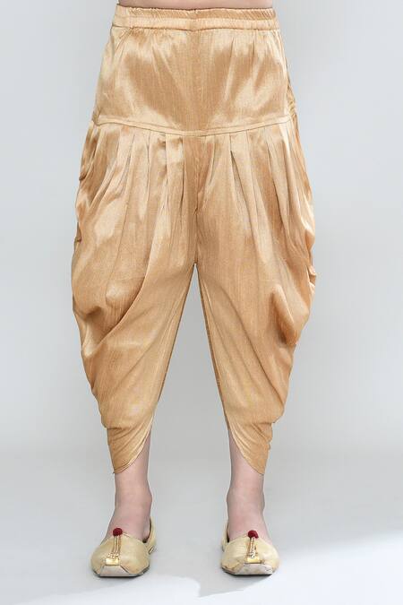 Petite Pomme_Cream Brocade, Silk Embroidery Falling Leaves Woven Kurta Set_Online_at_Aza_Fashions