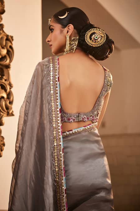 Saahiil Kapoor Inaya Saree With Floral Embroidered Blouse 