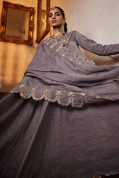 Saahiil Kapoor Grey Chanderi , Cotton, Embroidery, Beads, Zari Samsara Kurta Set Online at Aza Fashions Saahiil Kapoor_Grey Chanderi , Cotton, Embroidery, Beads, Zari Samsara Kurta Set _Online_at_Aza_Fashions